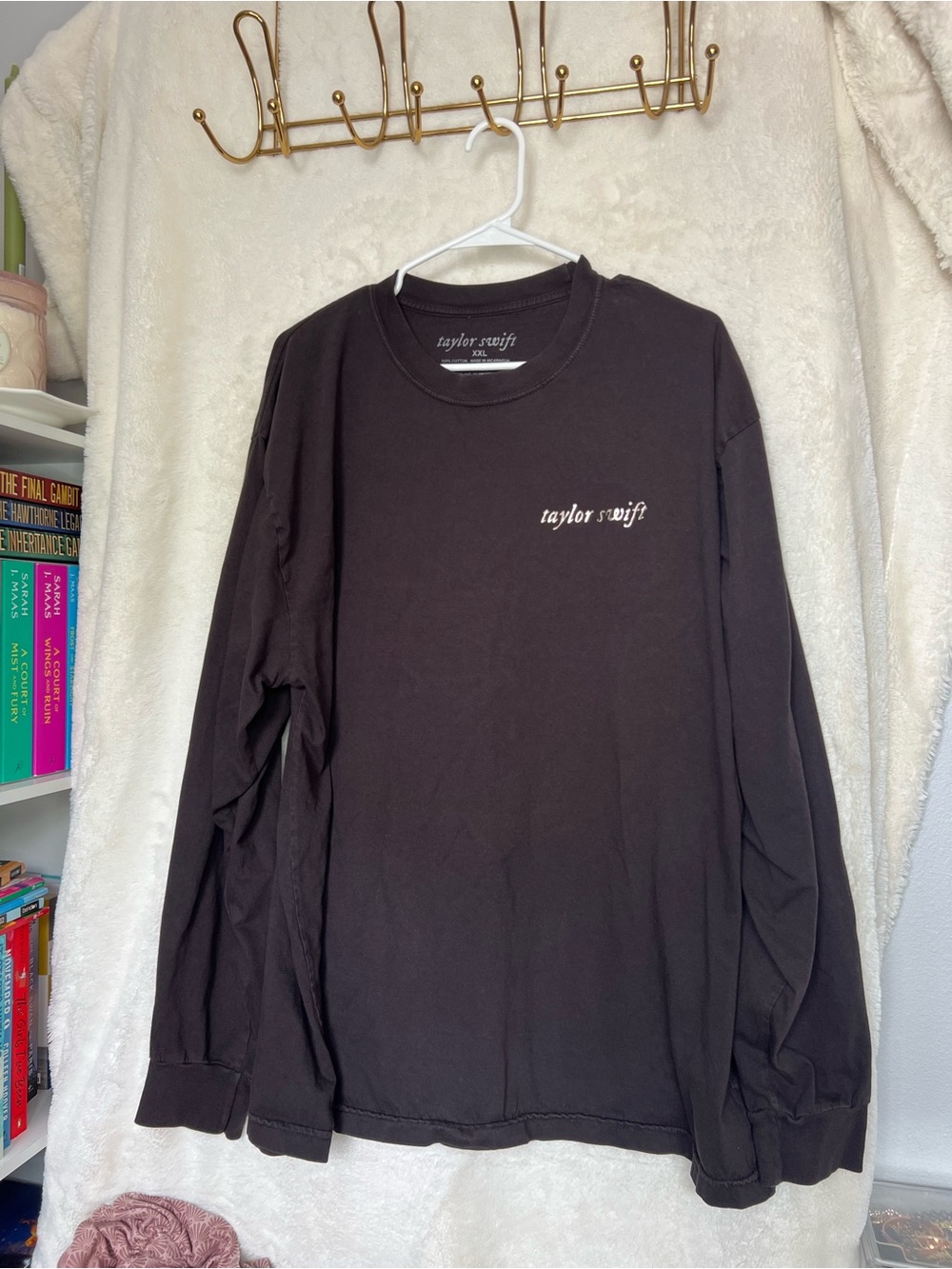 Taylor Swift Black Long-Sleeve Tee with White Script Logo